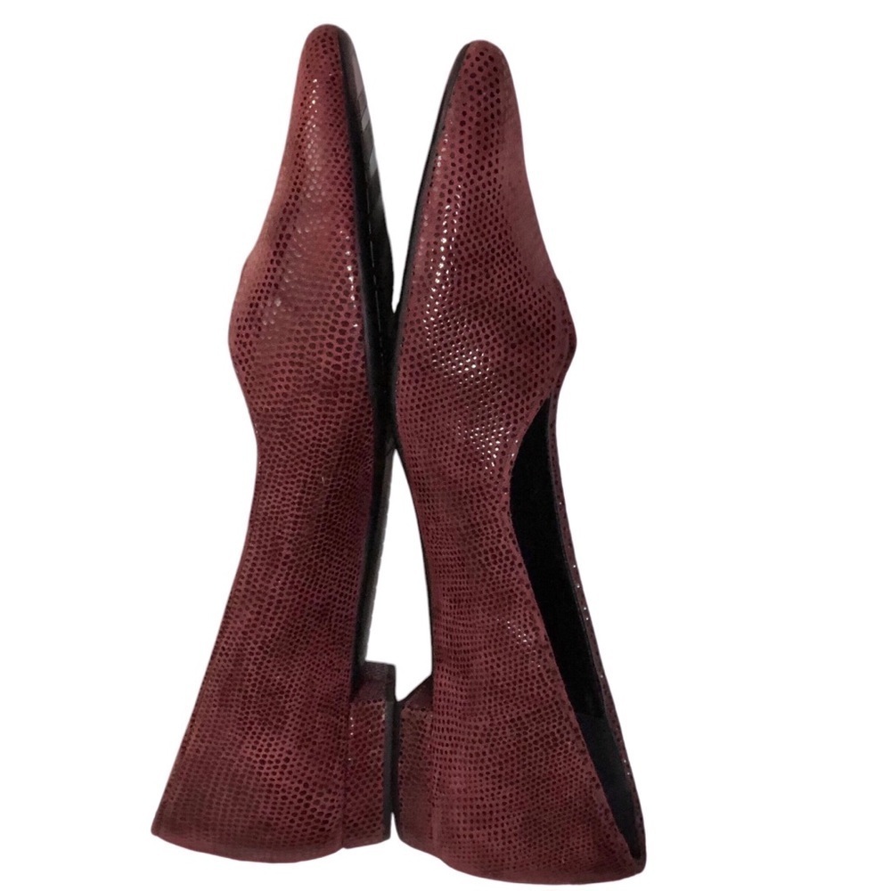 Vaneli Ganet Burgundy Leather Lizard Embossed Pointed Toe Flats Shoes 10N - Picture 4 of 9